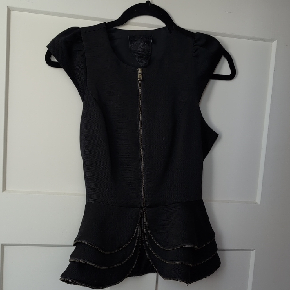 Twelve by Twelve Black Sleeveless Top with Gold Accents